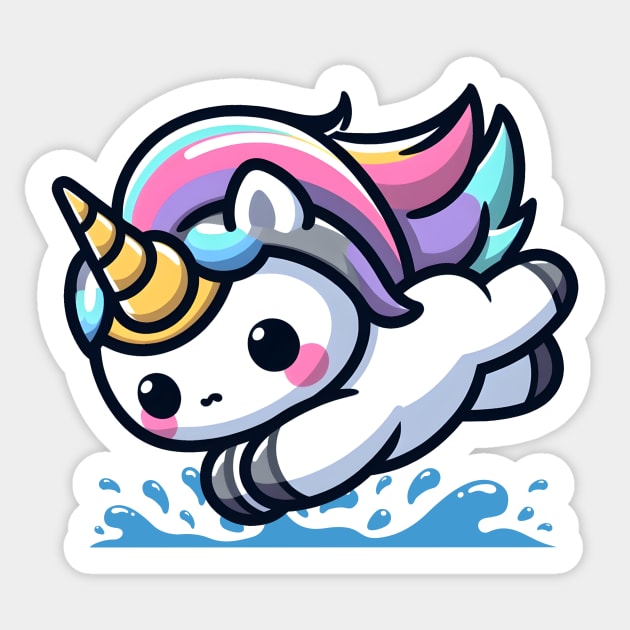 Diving Unicorn Olympics 🏊‍♀️🦄 - Perfect 10 Cuteness! Sticker by Pink & Pretty